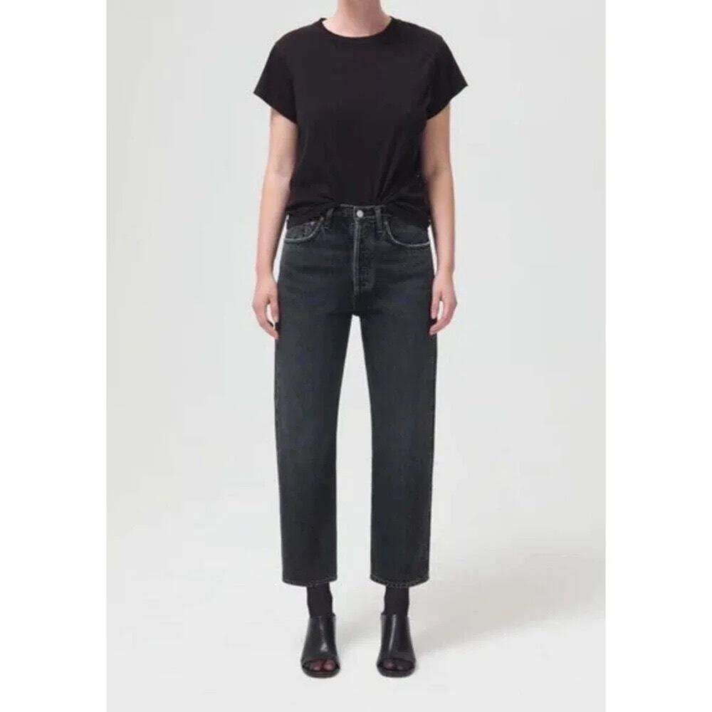 AGOLDE 90s Crop Straight Leg Jeans Faded Black Sz 24 🌟